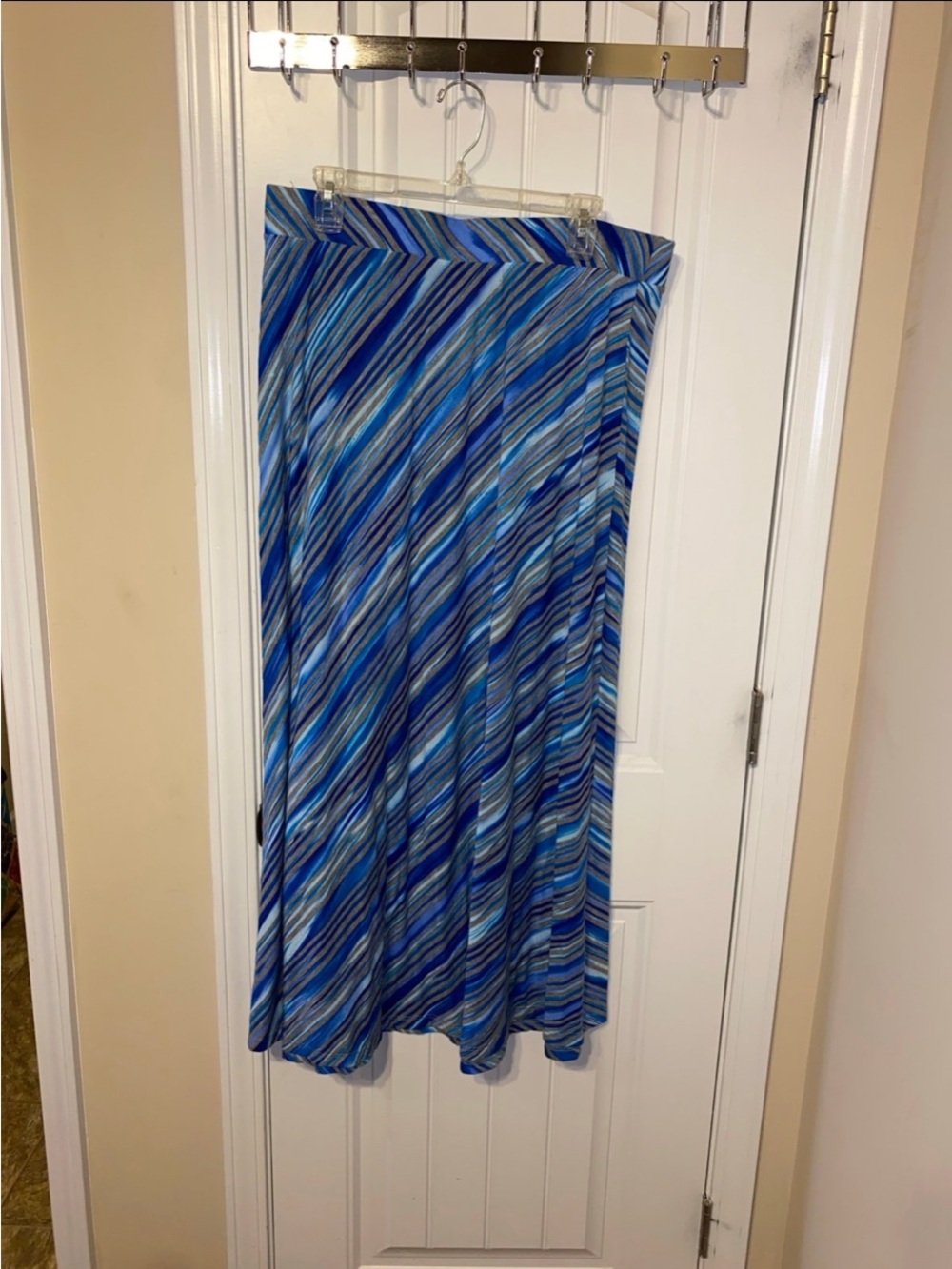 Cato Blue Multi-Stripe Maxi Skirt